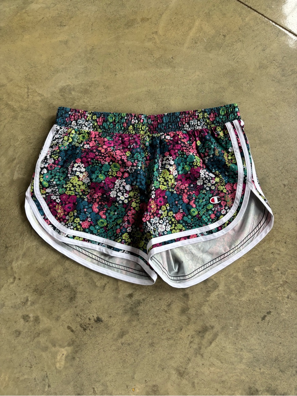 Champion Women's Floral Athletic Shorts - Teal, Pink, Green, White